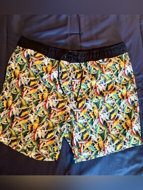 Bass Pro Shops Fishing Lures Print Swim Trunks, Drawstring Waist. Size XL